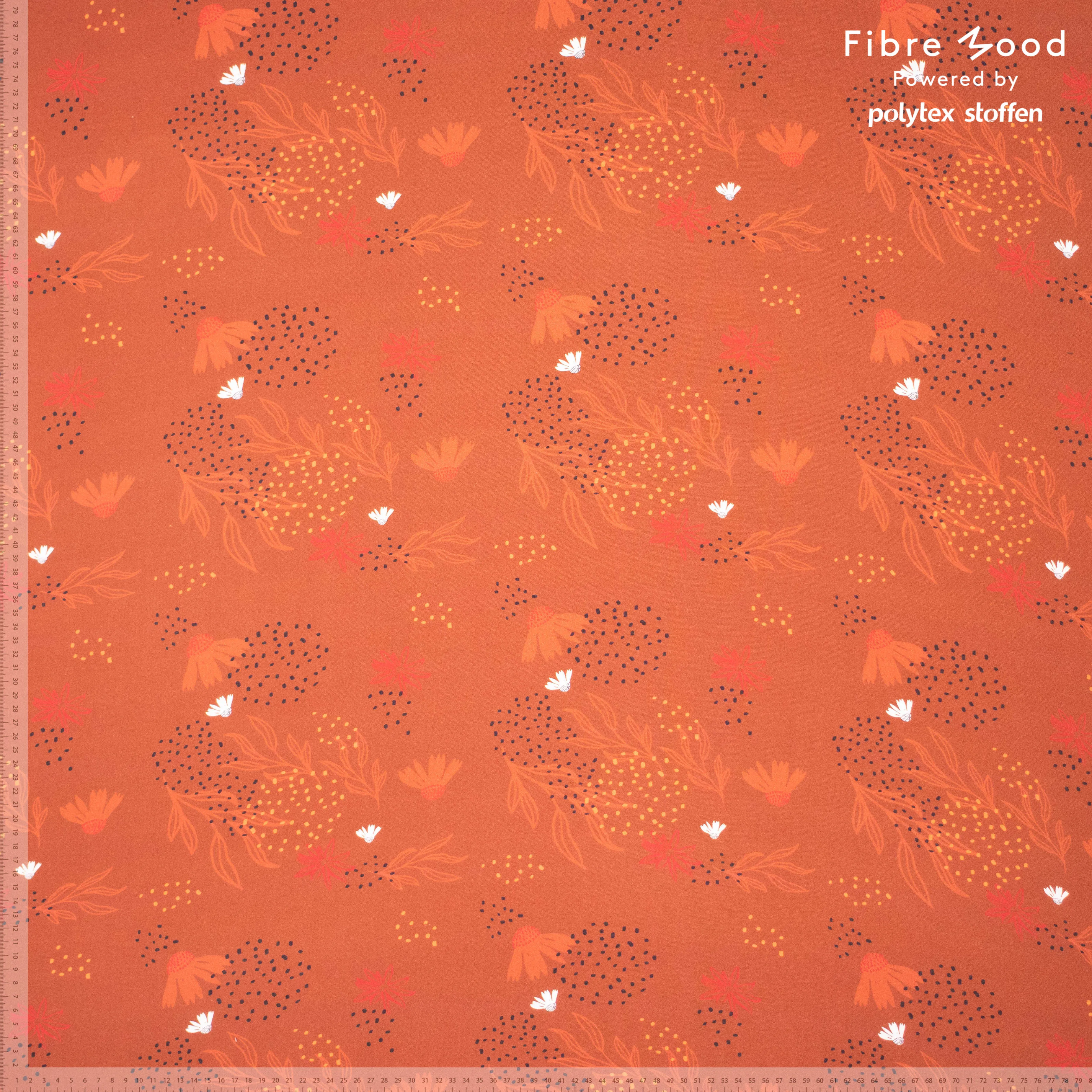 Roest viscose met bloemen en stippen uit 'Fibre Mood 17' Nanou